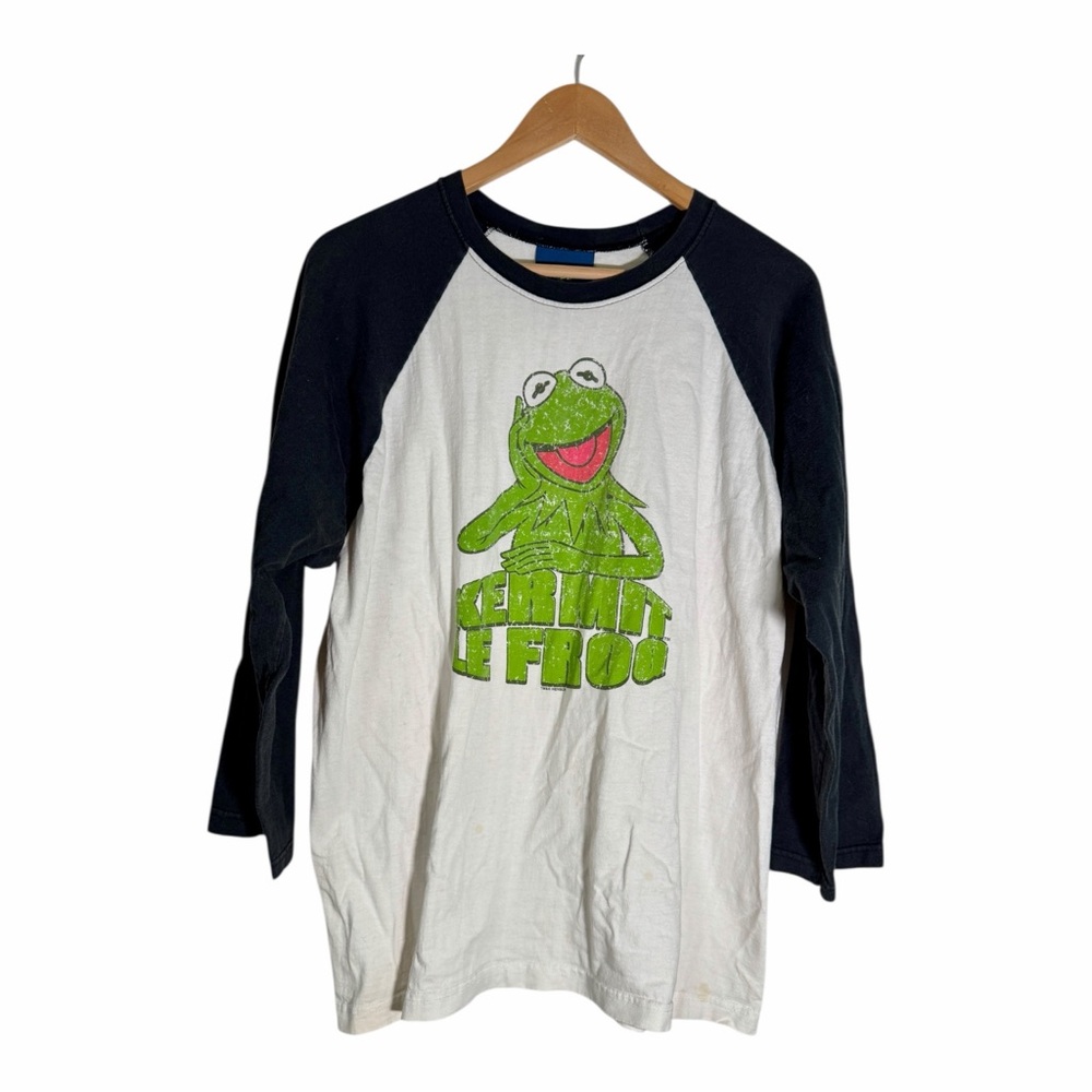 Vintage 2004 Y2K Kermit the‎ Frog Muppets 3/4 Sleeve Raglan T-Shirt Men's XL